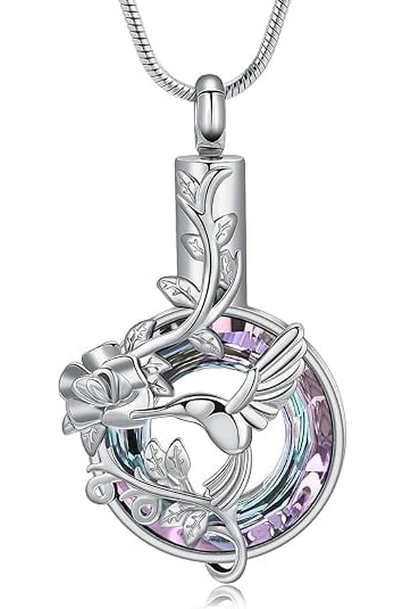 Hummingbird Urn Necklace for Ashes Keepsake Pendant for Women Men Cremation Ashes Jewelry for Loved One