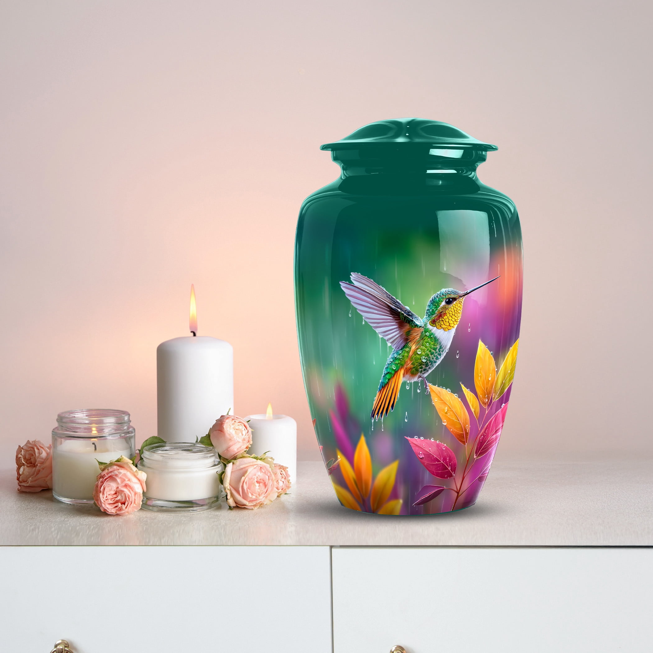 Hummingbird Urns For Human Ashes - Large Decorative Urn For Adult Human Male Dad - Mini Keepsake Urns For Women - Baby Urns For Ashes Boy Infant ( Size- 3inch 1pc, 10inch 1pc )