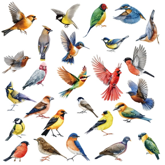 Hummingbird Wall Art Stickers Colourful Flying Bird Wall Decals Removable Home Garden  Decor