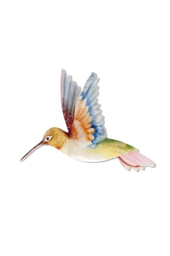 Hummingbird Wall Decor, White Red & Blue