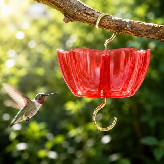 Hummingbird Water Feeder Set Outdoor Garden, Hanging Nectar Drinking Station, Decorative Patio Yard Wildlife Attractant for Home Courtyard 2 Pack