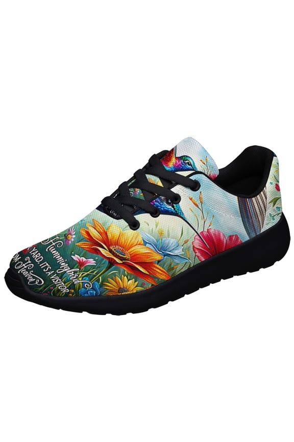 Hummingbird When A Hummingbird Visits Spring Shoes Sneakers for Women Men Black Size 11