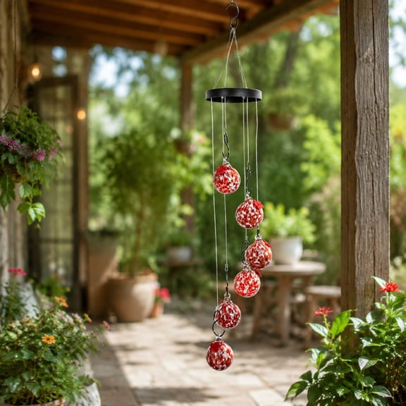 Hummingbird Wind Chimes, Large Wind Chimes Set of 6 Hand Blown Glass, Solar Hummingbird Wind Chime Style Feeder, Extra Large Wind Chimes Visual for Outdoors