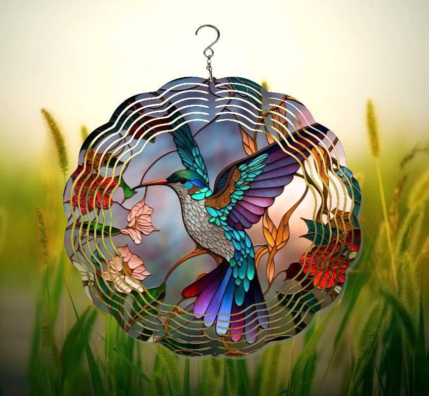 Wind Chimes 3D Metal Hummingbird Wind Spinners Out... - Grandado