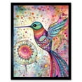 thumbnail image 1 of Hummingbird With Mandala Patterns Colourful Folk Art Watercolour Painting Art Print Framed Poster Wall Decor 12x16 inch, 1 of 5