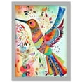 thumbnail image 1 of Hummingbird With Multicolour Pattern Feathers Folk Art Watercolour Painting Artwork Framed Wall Art Print A4, 1 of 4