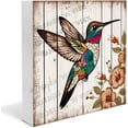 thumbnail image 1 of Hummingbird Wooden Box Sign Hummingbird Gifts Funny Hummingbird Decor for Office Shabby Chic Bathroom Decor Shelf Decor Accents Wood Block Signs For Shelf Desk Decoration 7x7 In, 1 of 5
