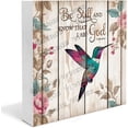 thumbnail image 1 of Hummingbird Wooden Box Sign Hummingbird Gifts Funny Hummingbird Decor for Living Room Shabby Chic Bedroom Decor Shelf Decorations for Home Office Wood Block Signs Housewarming Gifts 7x7 In, 1 of 6