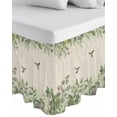 thumbnail image 1 of Hummingbird Wrap Around Bed Skirts for King Bed 18" Drop,Bed Skirt with Adjustable Elastic Belt Dust Ruffle Bed Valance for Bedroom Hotel Sage Green Botanical Leaf Vintage Botanical Bed Frame Cover, 1 of 7