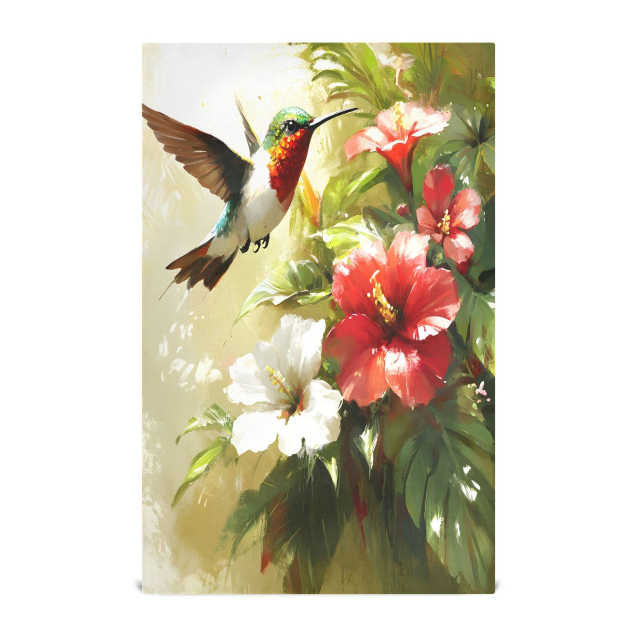 Hummingbird and Hibiscus Kitchen Towels 6-Piece Pack Tea Towels for Kitchen Decorative Waffle Design 28x18in