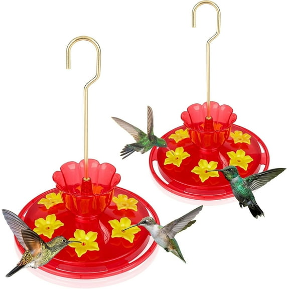 Hummingbird feeders for Outdoors Ant Bee Proof Leak-Proof Plastic Hummingbird Feeder with 6 Feeding Ports and Perches, Built-in Ant Moat,Easy Clean Refill for Garden Décor(1 PC)