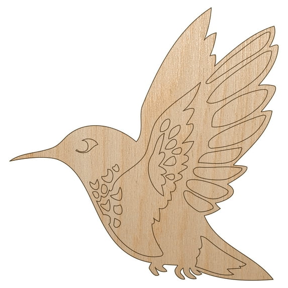 Hummingbird in Flight Wood Shape Unfinished Piece Cutout Craft DIY Projects - 6.25 Inch Size - 1/4 Inch Thick