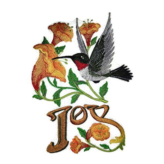 Hummingbird of Joy Embroidered Iron on/Sew Patch [8.2" X 5.9"]