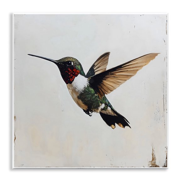 Stupell Industries Hummingbird over Distressed Rustic Wall Plaque Art, design by Creative Studio, 12 x 12