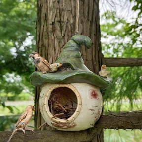 Hummingbird's Lair Hanging Tree Hummingbird Warm Lair Outdoor Courtyard Resin Decoration Bird Feeding Device