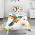 thumbnail image 1 of Hummingbird with Butterflies and Flowers Duvet Cover and Pillowcase Set for Single Bedding, Bedroom Accessories for Kids Teens, 1 of 5