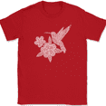 thumbnail image 1 of Hummingbird with Flowers Mandala T-Shirt Funny Bird Nature Tee - Red, M, 1 of 1