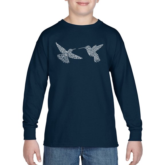 Hummingbirds - Boy's Word Art Long Sleeve T-Shirt