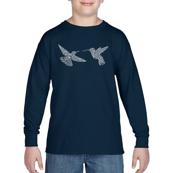 Hummingbirds - Boy's Word Art Long Sleeve T-Shirt