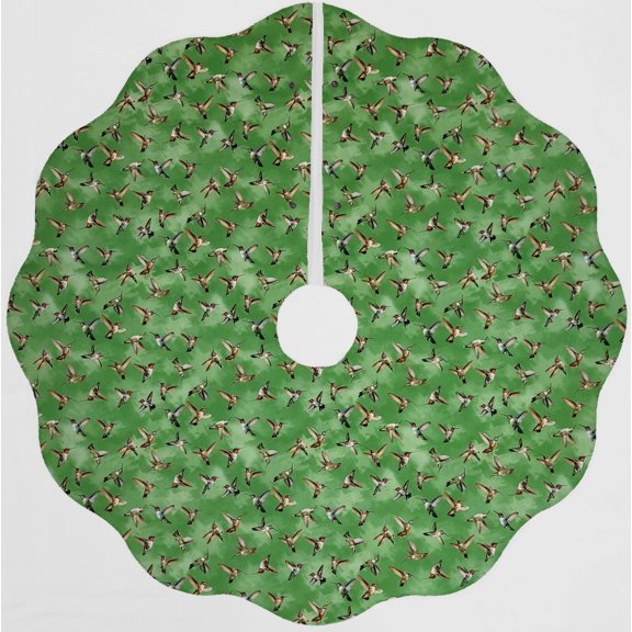 Hummingbirds Christmas Tree Skirt By Penny's Needful Things (Green) (Scalloped)