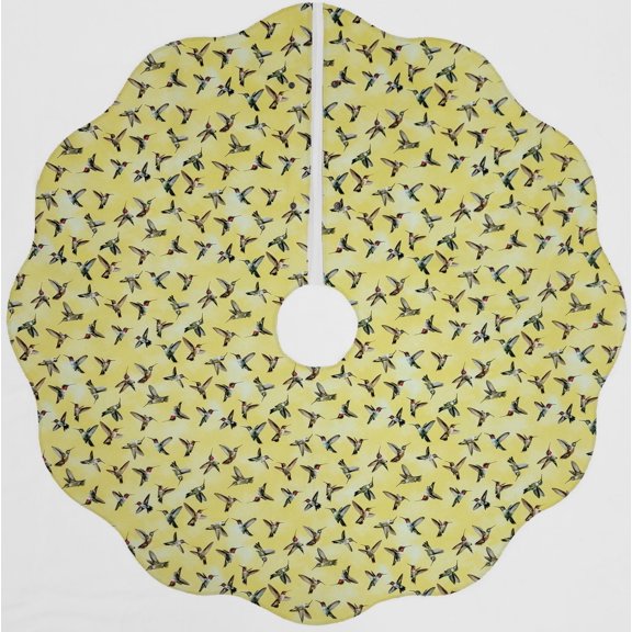 Hummingbirds Christmas Tree Skirt By Penny's Needful Things (Yellow) (Scalloped)