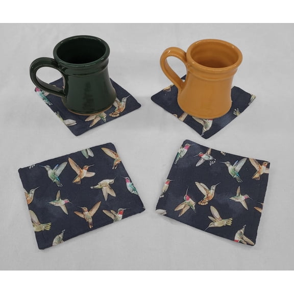 Hummingbirds Cloth Coasters by Penny's Needful Things (Set of 4) Black