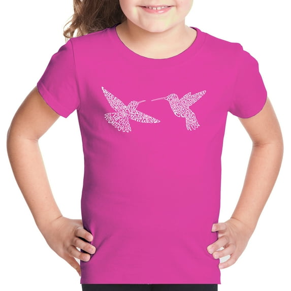 Hummingbirds - Girl's Word Art T-Shirt