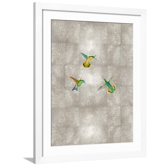 Art.com Hummingbirds I Art Print by Tina Blakely, White Frame Wall Art, 32" x 40"