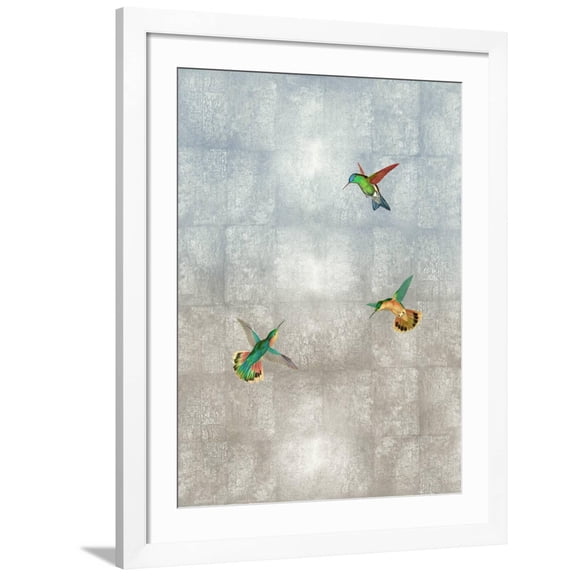Art.com Hummingbirds II Art Print by Tina Blakely, White Frame Wall Art, 32" x 40"
