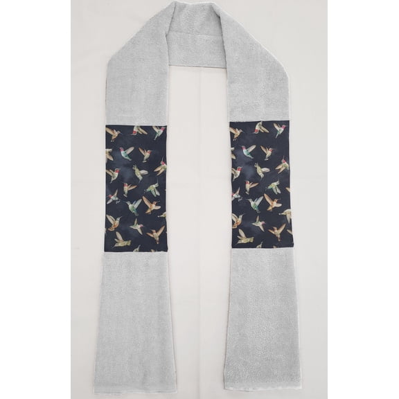 Hummingbirds Kitchen Towel Boa / Scarf by Penny's Needful Things (Towel Color: White) (Black)
