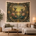 thumbnail image 1 of Hummingbirds Over Lotus Pond in a Tranquil Setting, Romantic Vintage for Nature Lovers, Ornate Botanical Wall Decor, Birthday Gift, Tapestry Wall Hanging for Bedroom and Living Room, 1 of 7