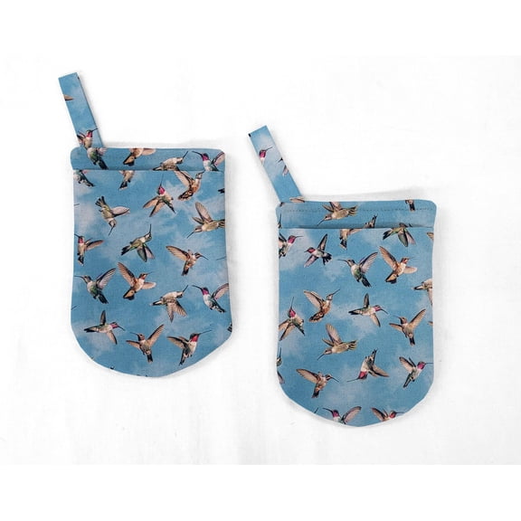 Hummingbirds Oven Mitts (Set Of 2) by Penny's Needful Things (Blue)