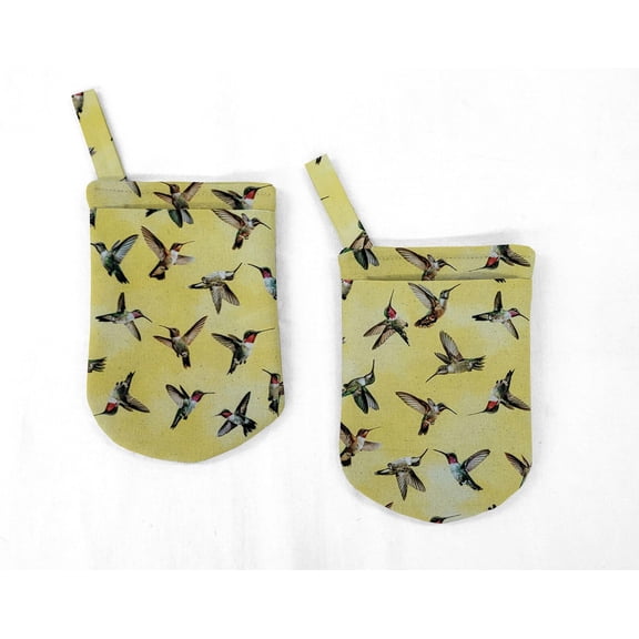 Hummingbirds Oven Mitts (Set Of 2) by Penny's Needful Things (Yellow)