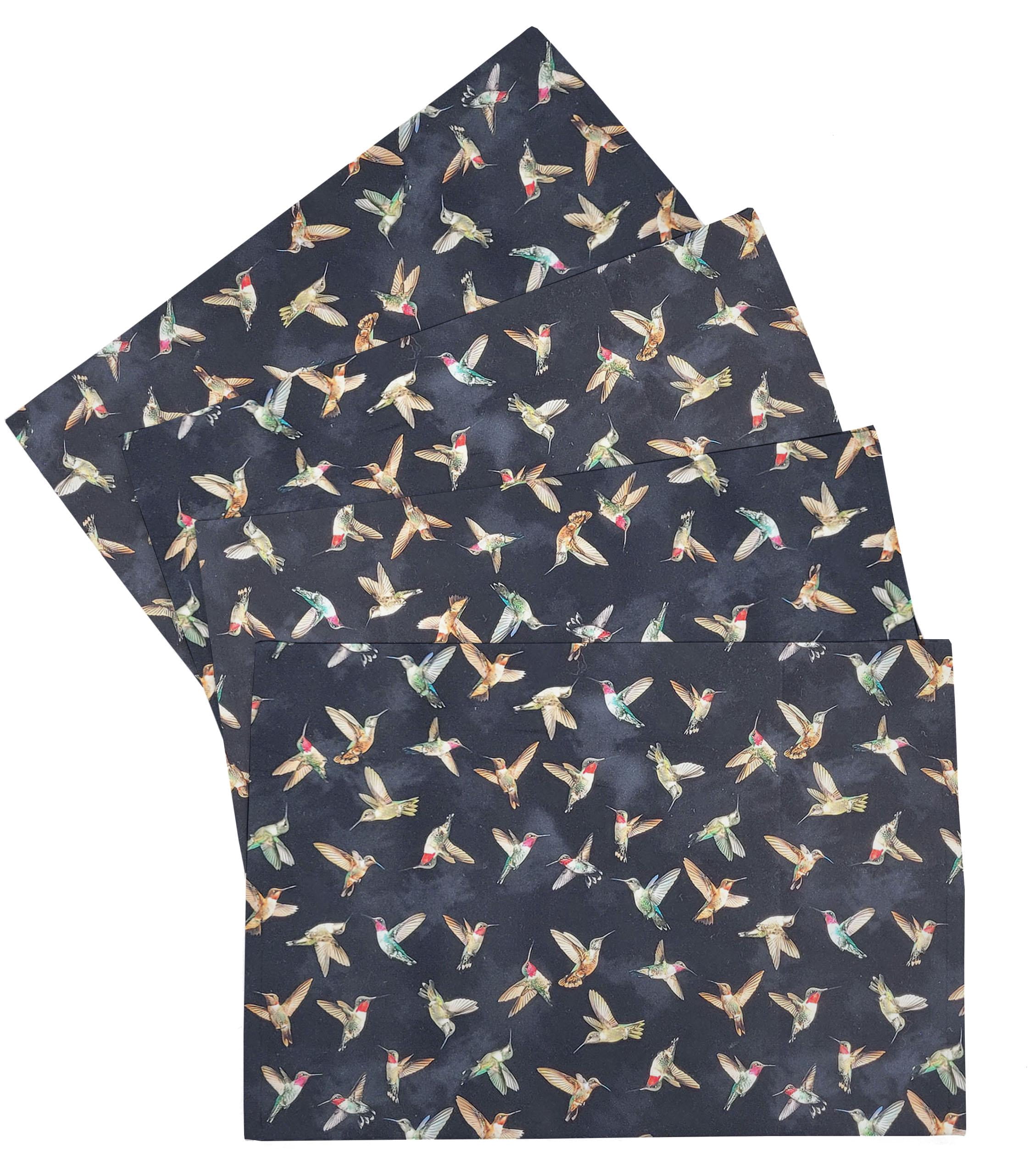 Hummingbirds Placemats by Penny's Needful Things (Rectangle - Set of 4) (Black)