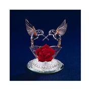 Hummingbirds & Red Rose Glass Figurine