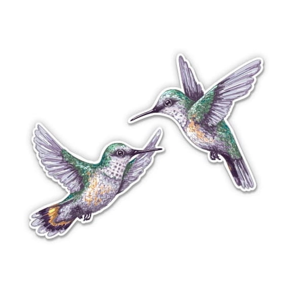 Hummingbirds Set - 2" Each Vinyl Stickers - For Car Laptop I-Pad Phone Helmet Hard Hat - Waterproof Decals