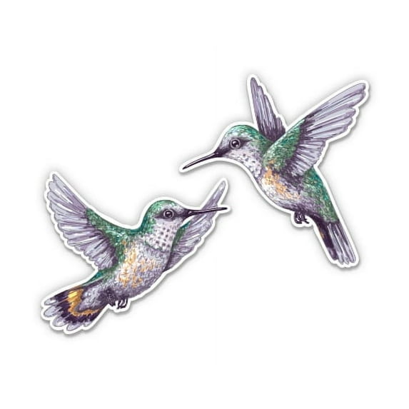 Hummingbirds Set - 5" Each Vinyl Stickers - For Car Laptop I-Pad - Waterproof Decals