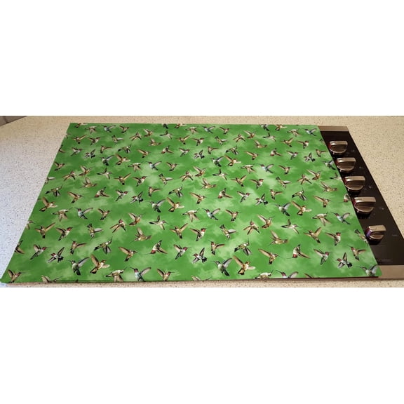 Hummingbirds Stove Top / Cook Top Cover & Protector by Penny's Needful Things (Green)