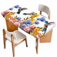 thumbnail image 1 of Hummingbirds Table Cloths for 5 Foot Rectangle Tables, Spring Summer Watercolor Flowers Plant Patio Waterproof Elastic Fitted Tablecloths, Washable Rectangular Table Cover for Camping, 1 of 8