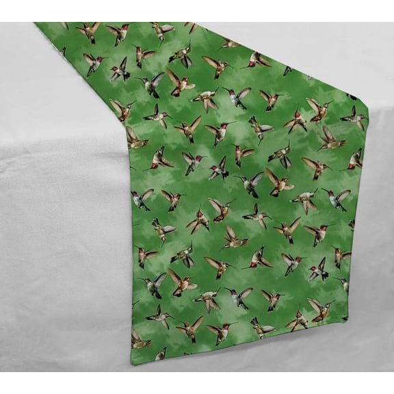 Hummingbirds Table Runner by Penny's Needful Things (4 Feet Long - STRAIGHT) (Green)