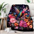 thumbnail image 1 of Hummingbirds Throw Blanket for Couch Sofa Bed, Soft Colorful Flowers Bird Blanket Throw Gift for Men Women, 50x60 inches, Thin Plush Flannel, No-Pilling, 1 of 1