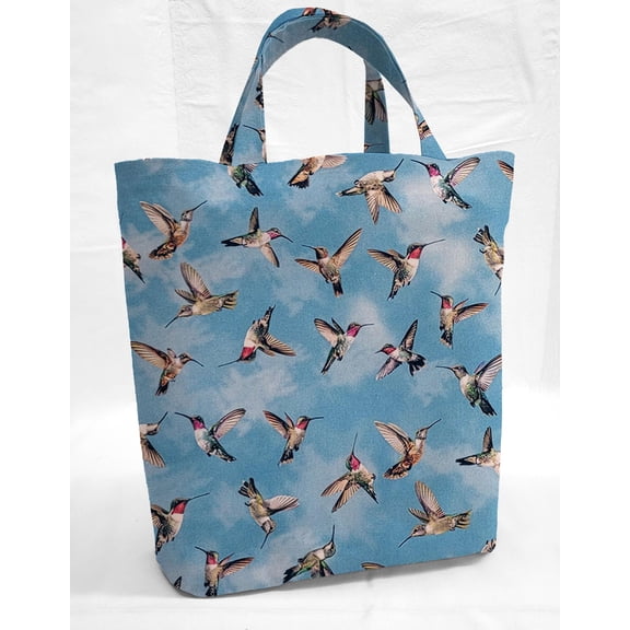 Hummingbirds Tote Bag (Small Oval Tote) (Blue)