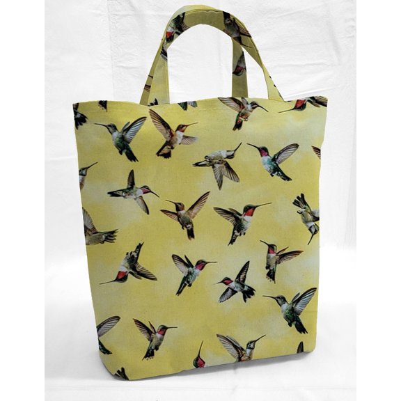 Hummingbirds Tote Bag (Small Oval Tote) (Yellow)
