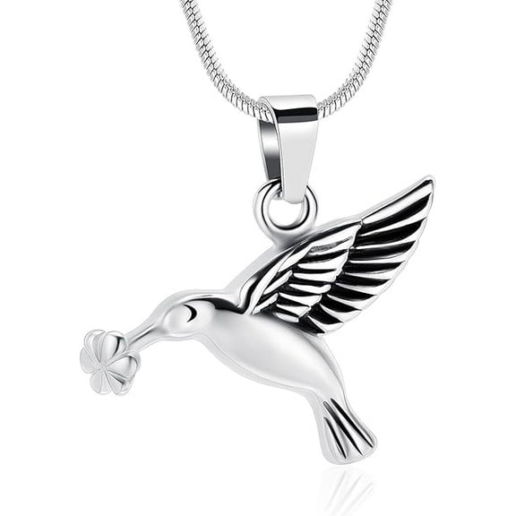 Hummingbirds Urn Necklace for Ashes Urn Cremation Jewelry Stainless Steel Memorial Urn Pendant for Ashes