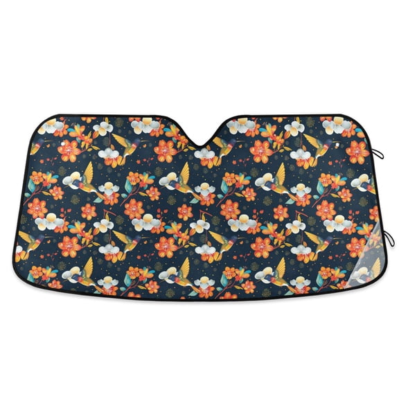 Hummingbirds and Flowers Car Windshield Sun Shade Foldable Car Front Window Visor Heat and UV Protection 53x23.5