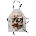 thumbnail image 1 of Humor Apron Grumpy Internet Troll Face with Trippy Gestures Ugly Post Meme Joke Image, Unisex Kitchen Bib Apron with Adjustable Neck for Cooking Baking Gardening, Egg Shell and Tan, by Ambesonne, 1 of 3