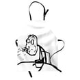 thumbnail image 1 of Humor Apron Weird Guy Meme Face Character Barfing Food Scene Troll Web Comics Illustration, Unisex Kitchen Bib Apron with Adjustable Neck for Cooking Baking Gardening, Black and White, by Ambesonne, 1 of 3
