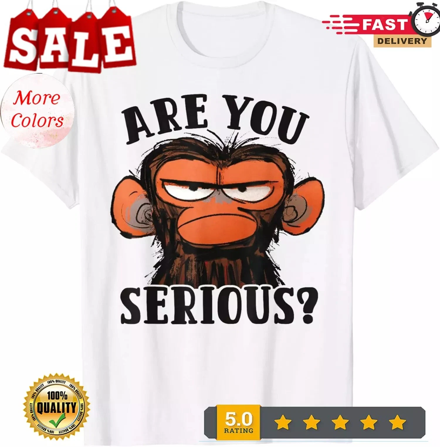 Humor Are You Serious Grumpy Funny Monkey Meme T-Shirt - Walmart.com