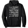 thumbnail image 1 of Humor Clumsy Quote Hoodie - "I'm Not Clumsy Just The Floor Hates Me" Graphic Black Pullover Sweatshirt, 1 of 5