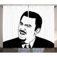 thumbnail image 1 of Ambesonne Humor Curtains 2 Panel Set, Retro Comics Meme Troll, 108" x 63", White and Black, 1 of 3